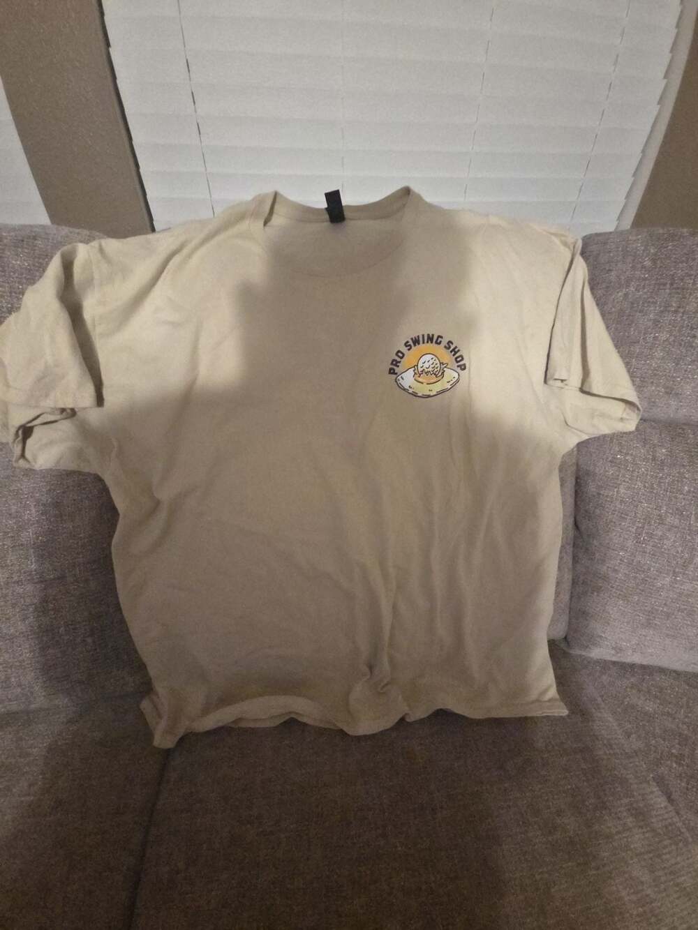 Gildan Heavy Cotton Breakfast Ball Pro Swing Shop Golf Graphic T-Shirt Tan XL